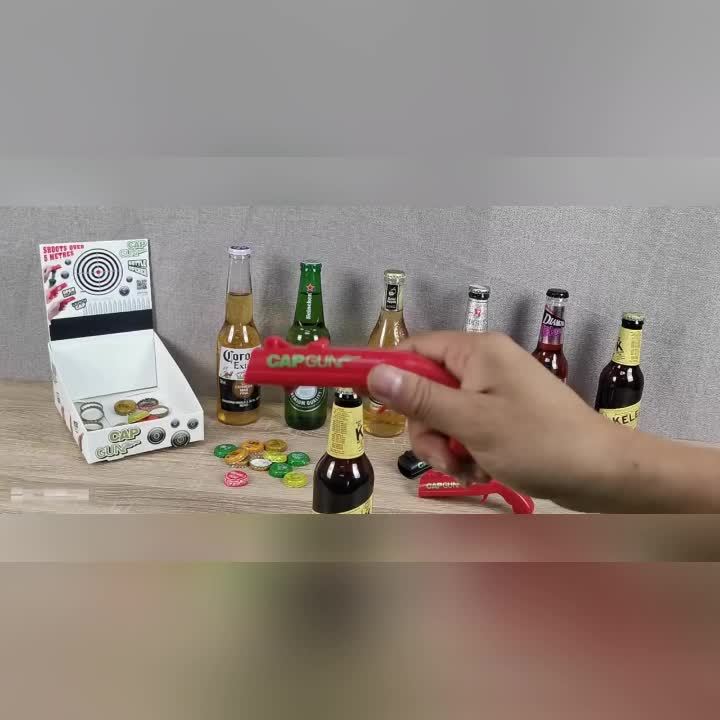 4pcs CapGun Bottle Opener, Plastic Beer Launcher, Fun Drink Game Accessories, Suitable for Family Gatherings, Bars, Outdoor Barbecues, Party Supplies