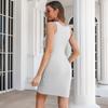 Женские платья, повседневное миди с запахом и квадратным вырезом, без рукавов, плиссированное платье-карандаш, сексуальная одежда для праздника, вечеринки, офиса, дня