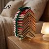 Sophisticated Velvet Bow Book Decor Stacked Christmas Tree Tabletop Decor Resin Page Ornament for Home Bookshelf Holidays Office Desk Rustic Holiday