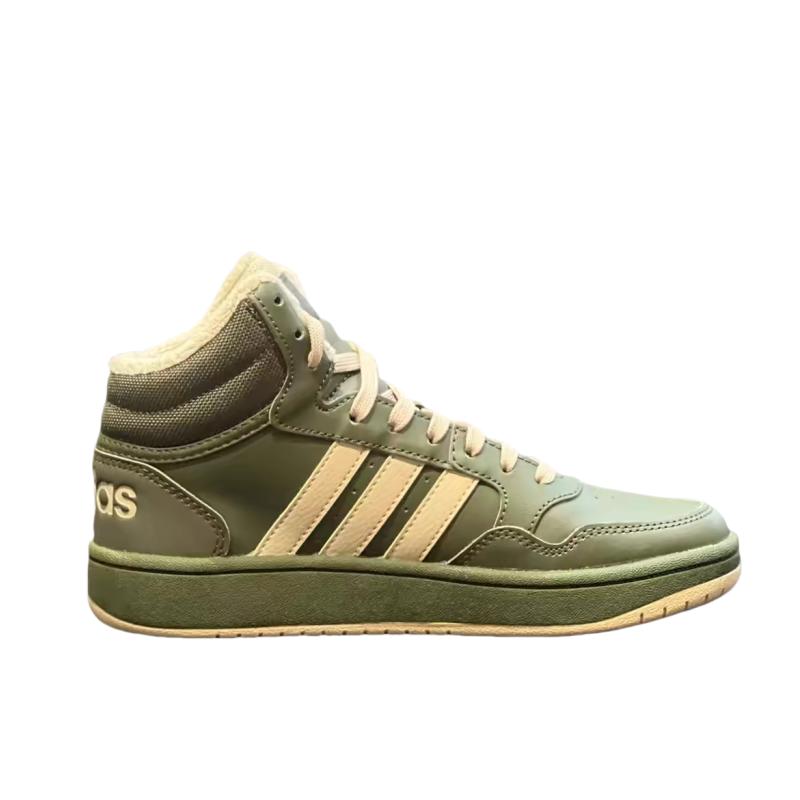 Adidas Hoops Synthetic Leather Comfortable Non-Slip Warm Mid-Top Kids Sneakers Kids Sneakers Green IH7895