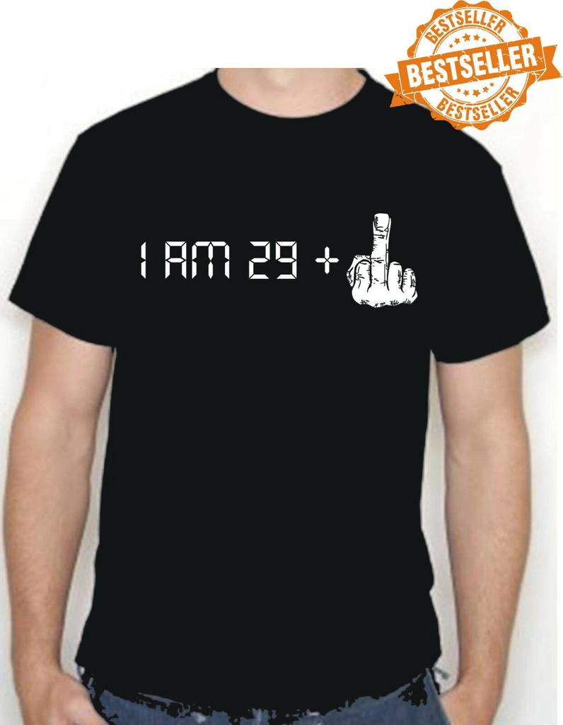 Футболка на 30-й День Рождения / 29 + ПАЛЕЦ / = 30 / СМЕШНАЯ / НАГЛАЯ / UNISEX / S-XXL