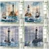 Sea Waves Nautical Shower Curtains Island Lighthouse Sailboat Ocean Landscape Bath Curtain Polyester Bathroom Decor with Hooks