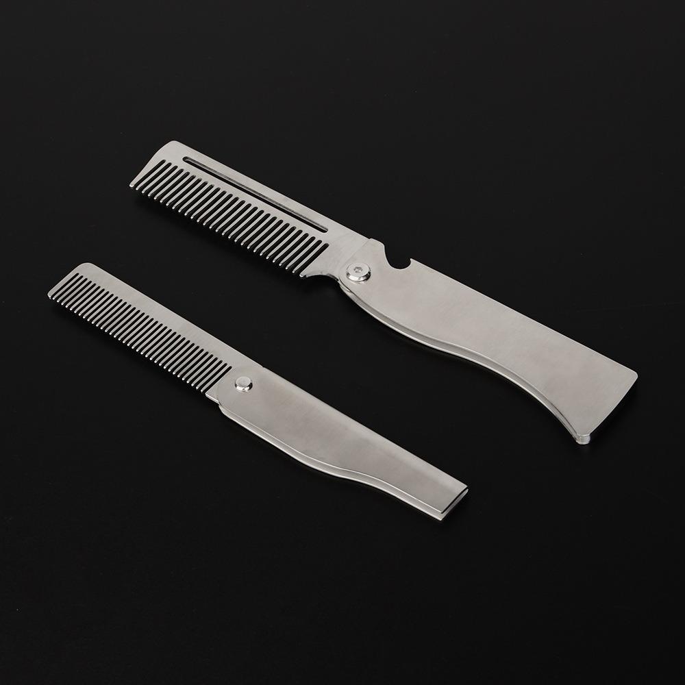 Beard Comb Folding Pocket Beard Combs Hairdressing Hair Styling Comb Portable Steel Combs Salon