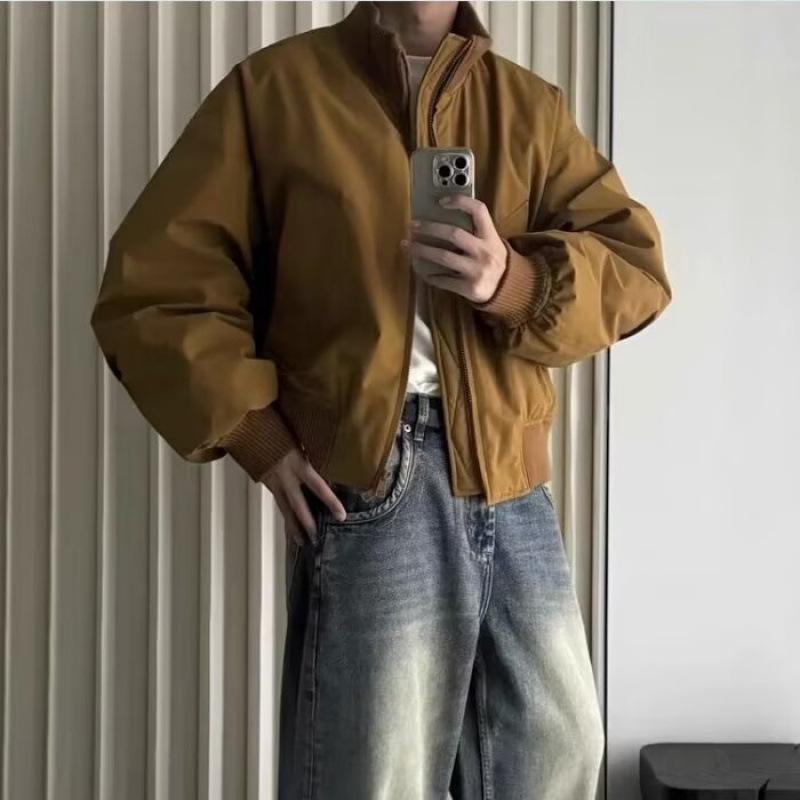 Весенне-осенняя куртка в американском ретро-стиле со стойкой, мужская и женская, уличная, свободная и универсальная, однотонная, рабочая, повседневная, топ-куртка, тренд