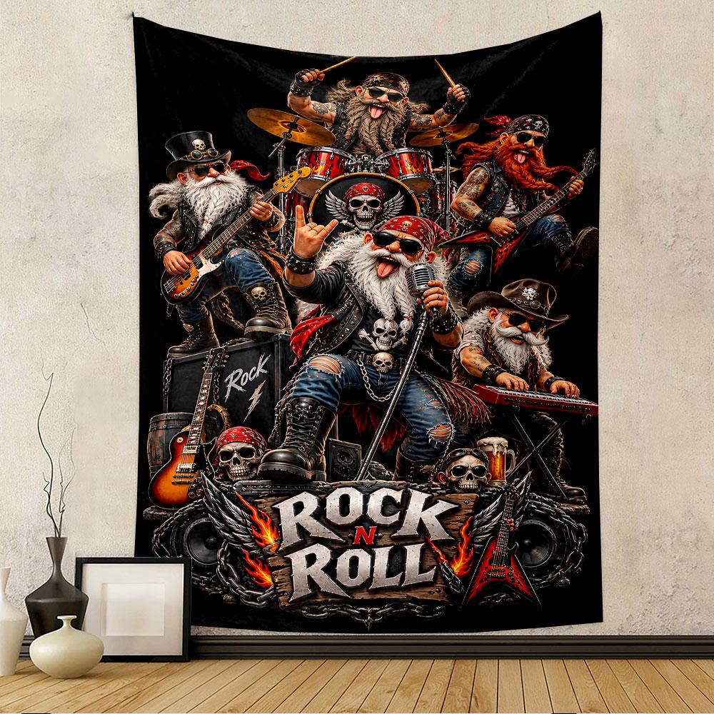 Rock N Roll Tapestry Wall Hanging, Retro Rock Music Poster Art, Music Wall Decor for Bedroom Living Room Dorm