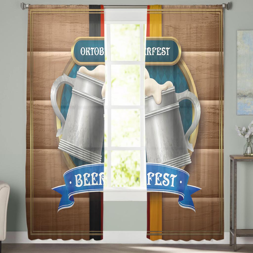 Октоберфест Древесина Пивные Прозрачные Шторы Для Гостиной Спальни Домашний Декор Кухни Тюль Для Окна Вуаль Шторы