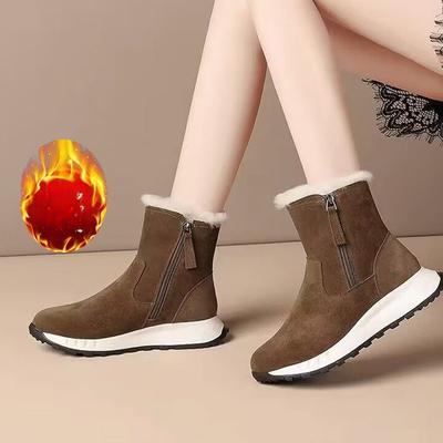 Зимние сапоги для женщин, модные ретро-ботинки с толстой подошвой, легкие, нескользящие, плюшевые, теплые, удобные, повседневные, из хлопка