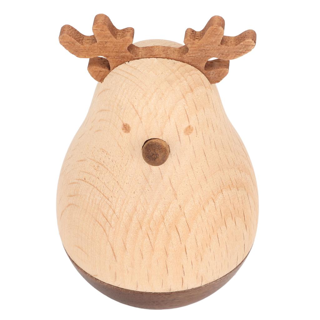Deer Wobbler Cute Exquisite Sturdy Durable Wood Decorative Eye Catching Roly Poly Toy for Kids Home