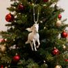 White Horse Christmas Ornaments 2D Flat Acrylic Running Horse Car Rear View Mirror Charm Auto Hanging Pendant for Holiday Home Tree Decor