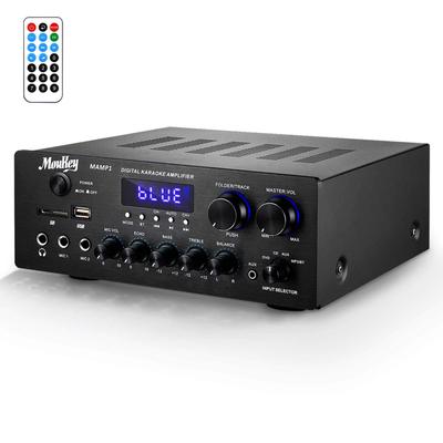 Moukey усилитель мощности система микрофонный микшер 220 Вт Bluetooth совместимый двухканальный звук аудио стерео приемник микрофон домашний кинотеатр развлечения RCA