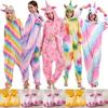 Animal Unicorn Onesies Kigurumi Pajamas Set Adult Unisex Costume Sleepwear Kids Winter Suit With Shoes