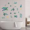 2Pcs Green Grass Sea Turtle Sticker PVC Removable Bathroom Sea Turtle Wall Sticker