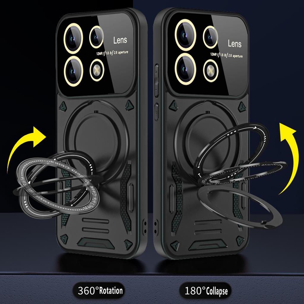 Luxury Armor Magsafe Wireless Charging Case For Redmi Note13 Pro Plus Note 13 4G 5G Magnetic Ring Bracket Bumper Cover