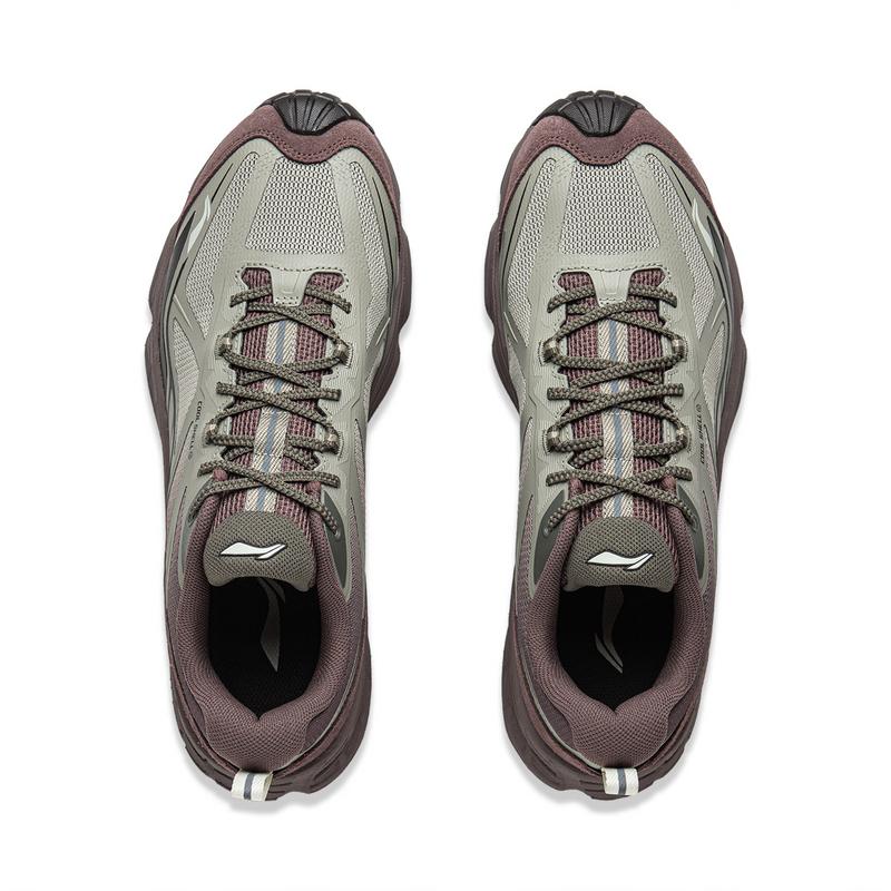 Li Ning Уличные CF Трассировка Дышащие Упругие Дышащие и Упругие Низкие Уличные Ботинки Унисекс Тауп AHCV071-2
