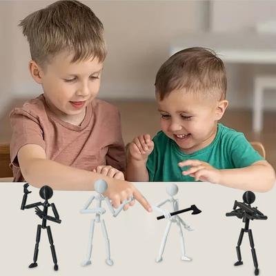 Украшение Stickman, многоцелевая фигурка, декор, таинственный дизайн, игрушка для снятия стресса с полностью подвижным роботом