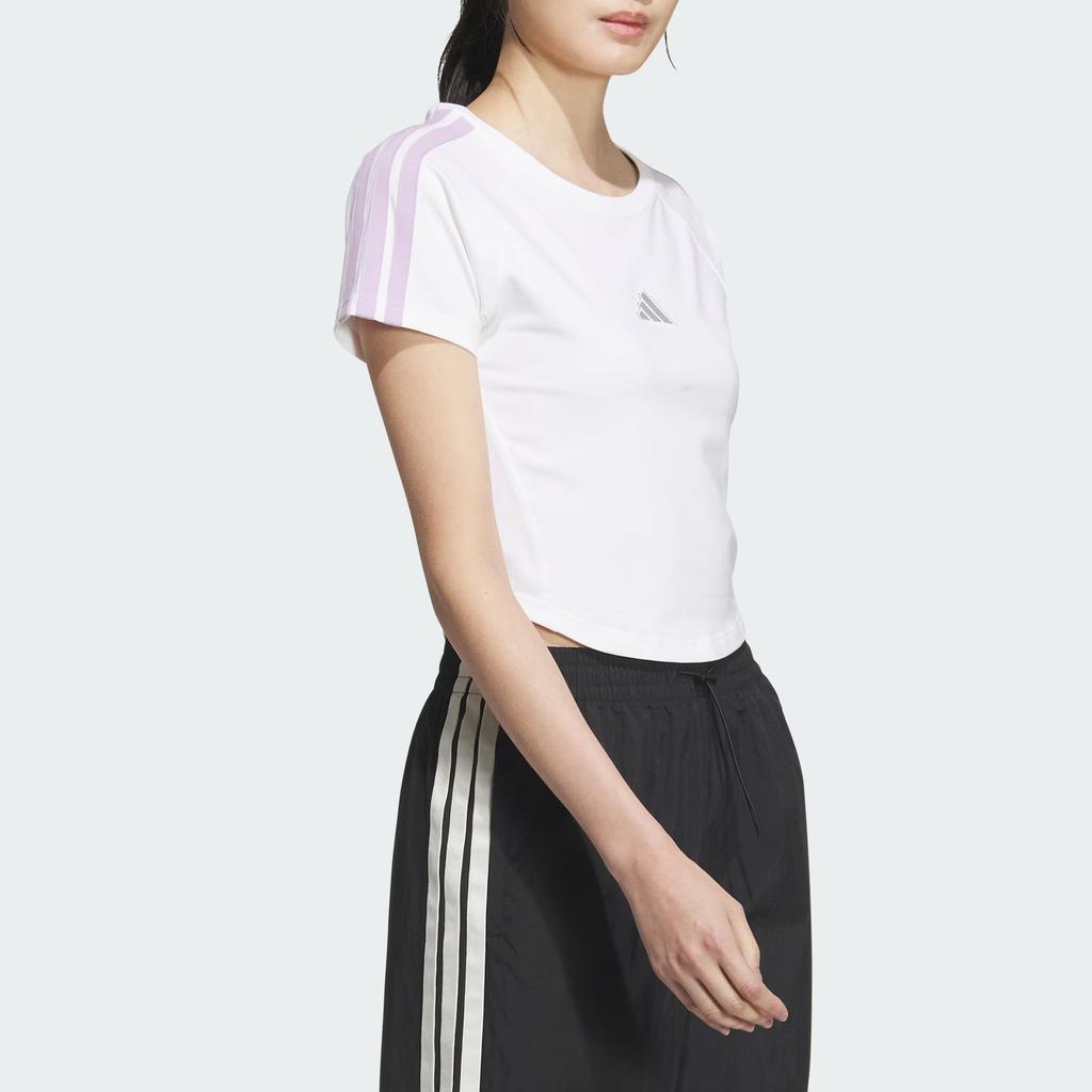 Adidas История Детская Спортивная Повседневная Приталенная Футболка с Коротким Рукавом Женские Топы KC5429