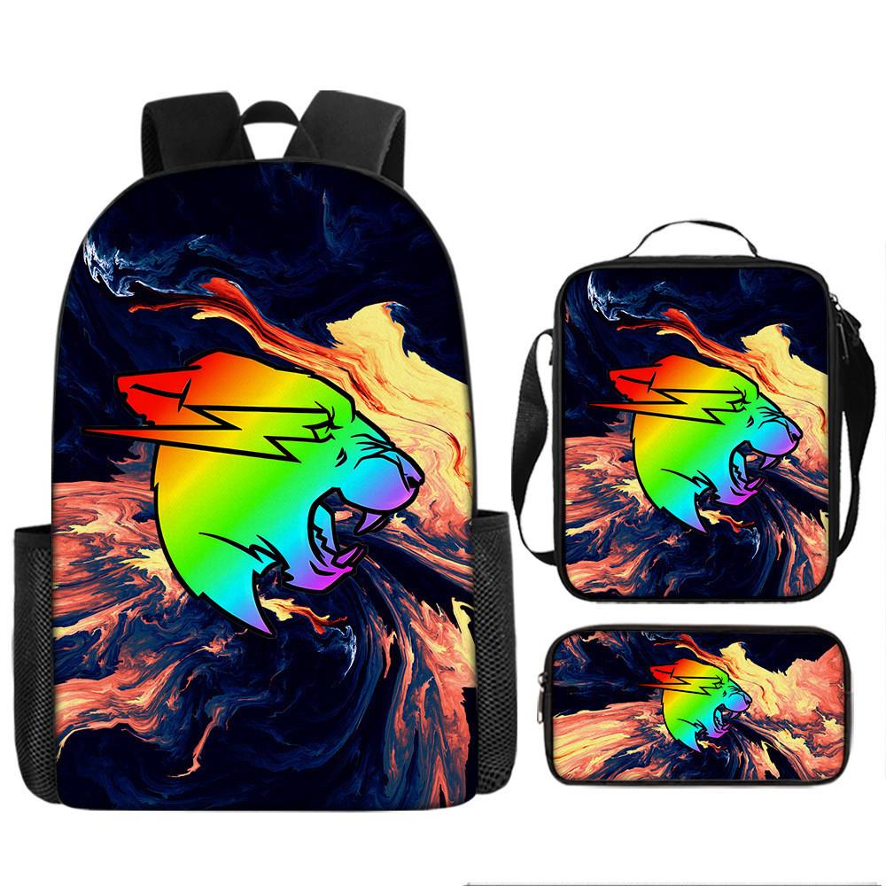 Mr Beast Lightning Cat 3d Print School Backpack With Breathable Oxford Fabric For Kids