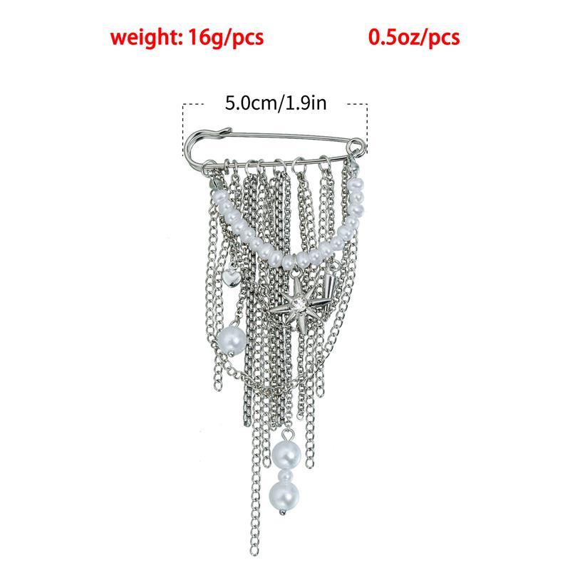 Элегантная брошь-кисточка с жемчужной цепочкой, модная женская одежда, декор, аксессуары, ювелирная булавка, булавки для регулировки талии брюк, подвеска для сумки, подарки