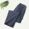 Men Long Pants Adjustable Drawstring Elastic Waist Casual Trousers with Pockets Solid Color Versatile Casual Wear