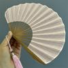 Bamboo Frame Folding Hand Fan Cotton Linen Cloth Retro Handheld  Fan Dance Fan  Chinese Style