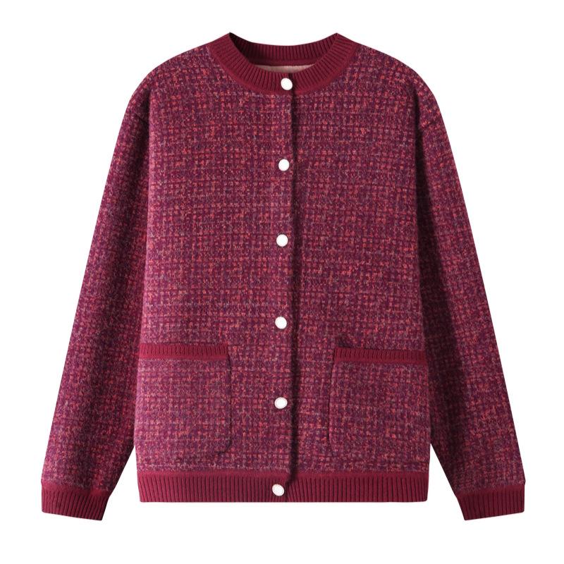 Осенний трикотаж бабушки: Бархатный толстый кардиган большого размера для 70-80-летних - Идеально подходит для осени и зимы.