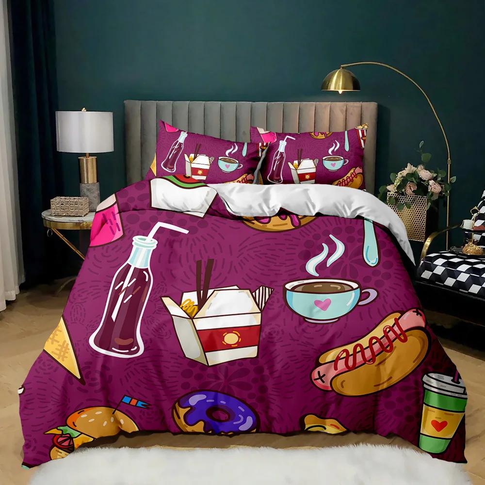 Doughnut Duvet Cover Colorful Tie Dye Qulit Cover For Kids Gift Girly Cute Sweet Multicolor Dessert Food Polyester Bedding Set