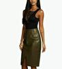 Stylish NEW Green Women's Genuine Soft Lambskin Leather Skirt Formal Casual