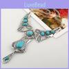 European Vintage Style Multi Layer Chain Necklace With Turquoise Pendant For Gift And Travel