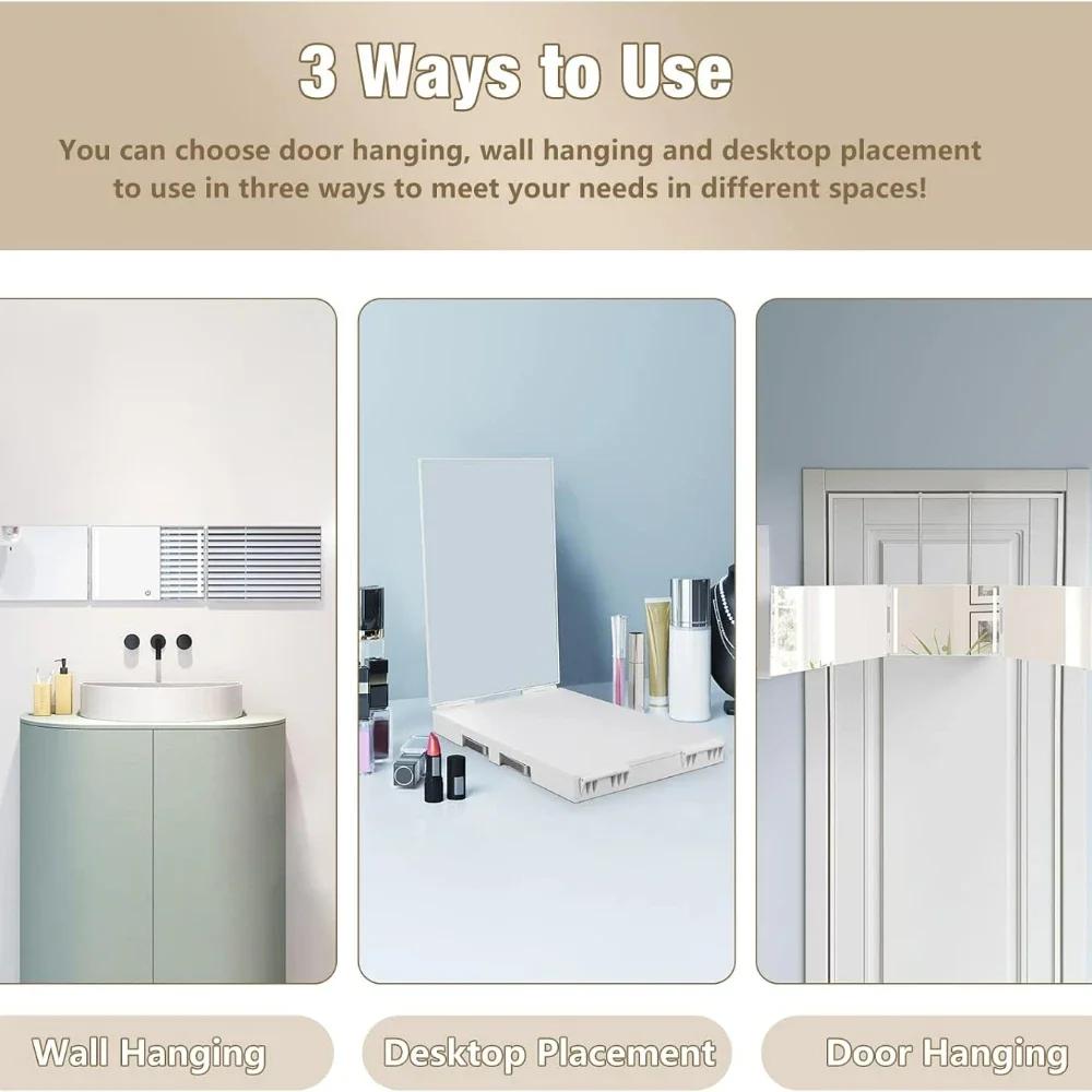 Светодиодные лампы 3-стороннее зеркало для самостоятельной стрижки волос, перезаряжаемое зеркало 360° с зеркалом для самостоятельной стрижки с регулируемыми по высоте крючками,