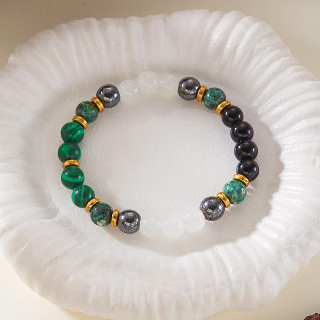 Geometric Agate Beaded Bracelet For Women Handmade Elastic Cord Jewelry For Travel Gift