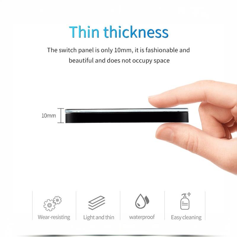 Crystal Glass Wall Touch Switch European AC100-240V Black White Sleek Design for Hotel Room Light Control