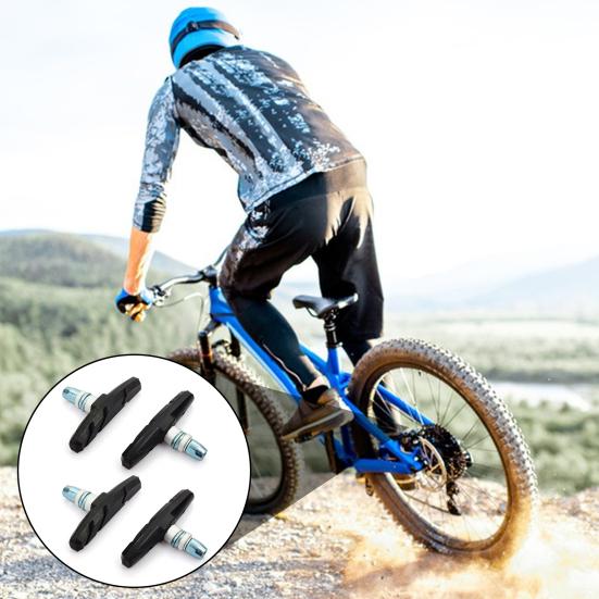 2 пары велосипедных тормозных колодок, легкие, бесшумные, универсальные, для горного и дорожного велосипеда, V-образные тормозные колодки, сменные резиновые колодки, аксессуары для велоспорта