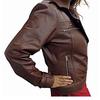 Women's Dark Brown Solid Casual Motorcycle Biker Jacket, Sheepskin Leather Moto Jacket, Brando Solid Patent Jacket , Christmas Gift For Her