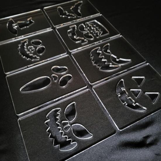 Halloween Pumpkin Face Stencils Decorative Painting Stencils Reusable Acrylic Drawing Template for DIY Pumpkin Carving Wood Wall Art Decor