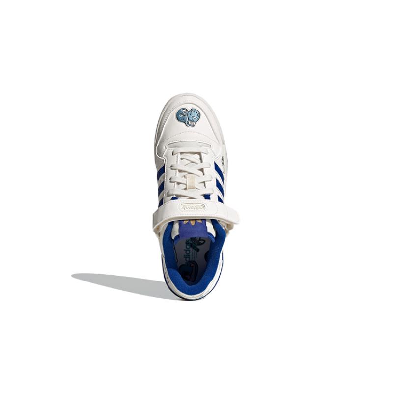 Adidas Originals FORUM Low J Abrasion Resistant Low Top Kids' Skateboarding Shoes White Blue Sneakers FX6714