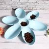 PP Durable Pet Six Petals Multiple Case Food Feeder Water Feeding Bowl for Cats Dogs GeneralBlue