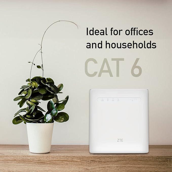 ZTE MF286R 4G SIM Card Router: Dual-Band WiFi 6 CAT6 CPE for Office & Home.