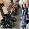 Girls' Two-cotton Leather Boots 2025 Winter New Boys' Martin Boots Children's Velvet Cotton Boots Foreign Style Baby Girl Short Boots