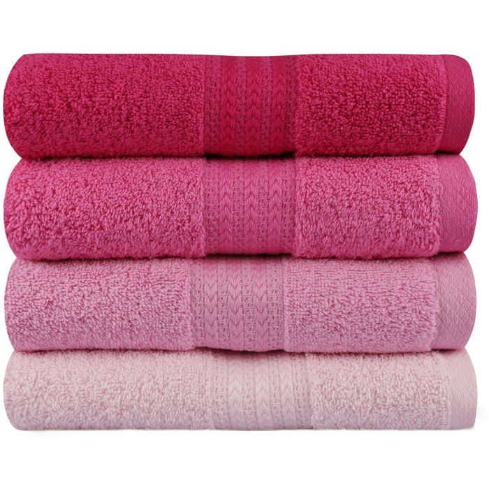 Ensemble de 4 serviettes a main - 50 x 90 cm - Rose