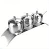 304 Stainless Steel Sugar Bowl with Clear Lid Sugar Storage Organizers with 3 Serving Spoons and Non-slip Base