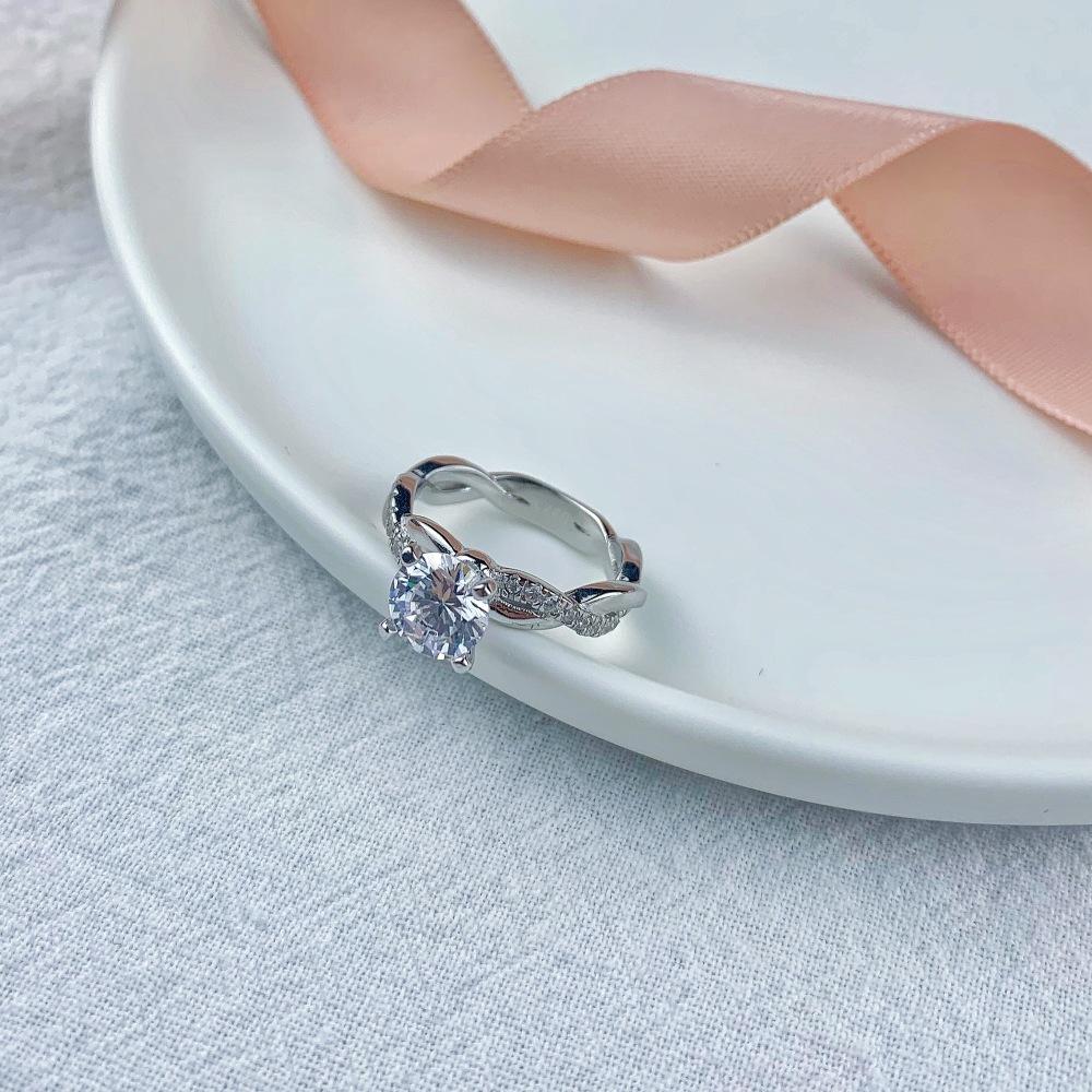 Tancise Women Classic 925 Sterling Silver Zircon Ring Ladies Jewelry Wedding Promise Party Gift