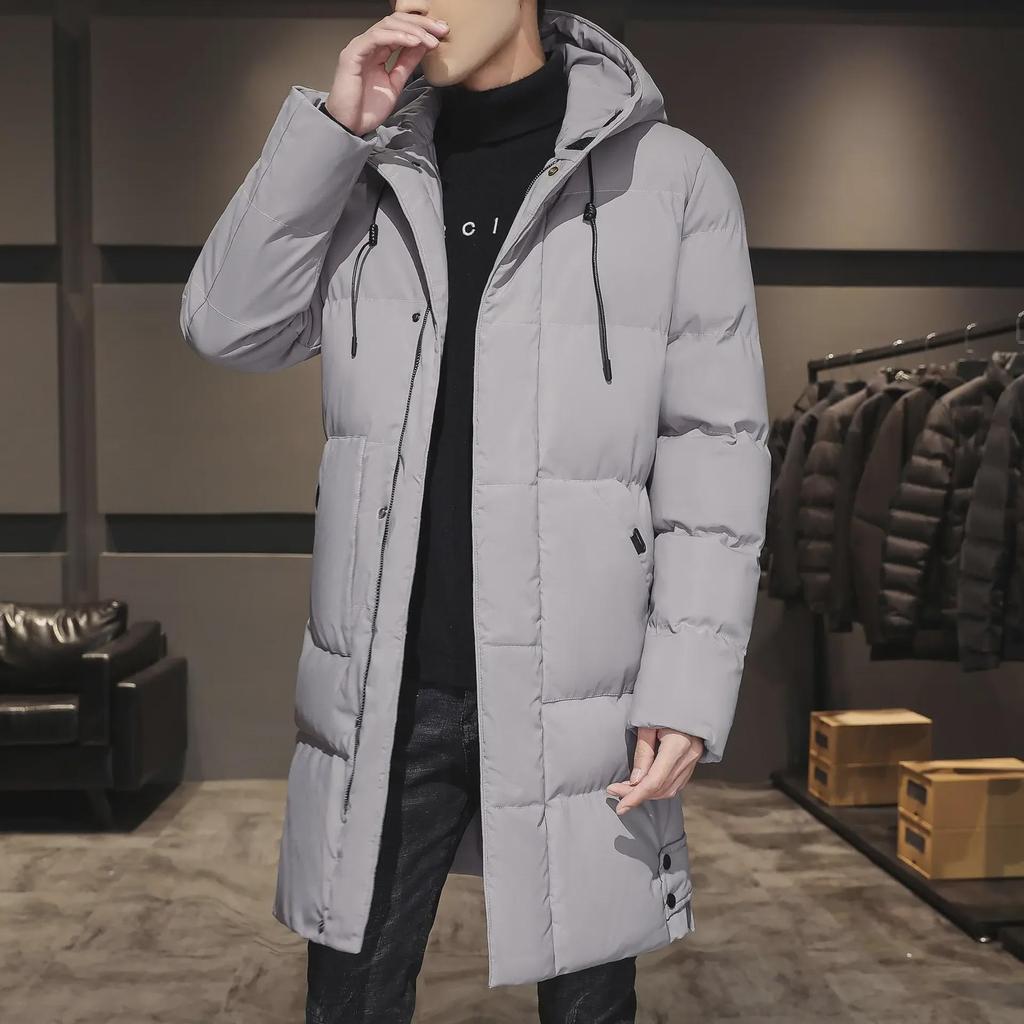 2023 Men's Winter Mid-Length Thickened Cotton Coat - Korean Style Trendy & Warm