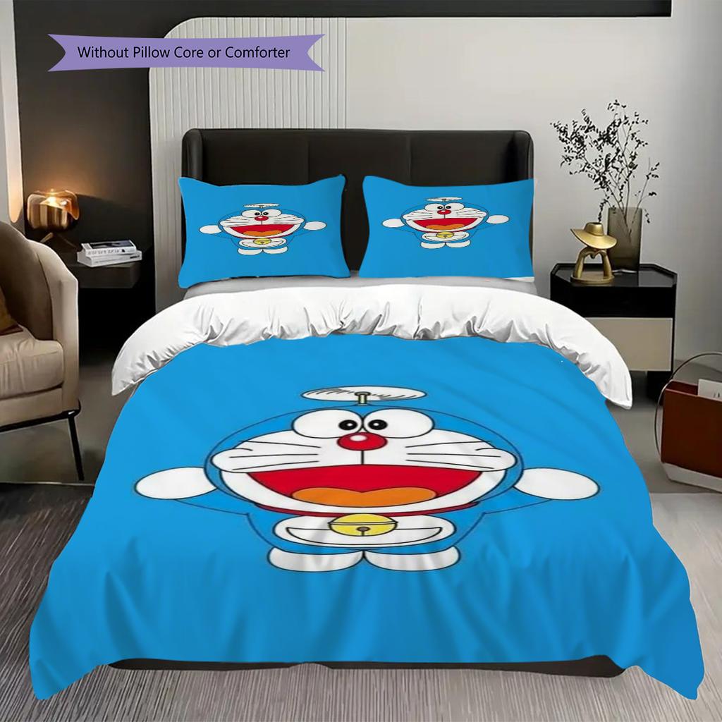 Doraemon Adventure Blue Hero'S Tale Threepiece Set 1 Duvet Cover 2 Pillowcase Without Core Bedding Set Soft And Comfortable