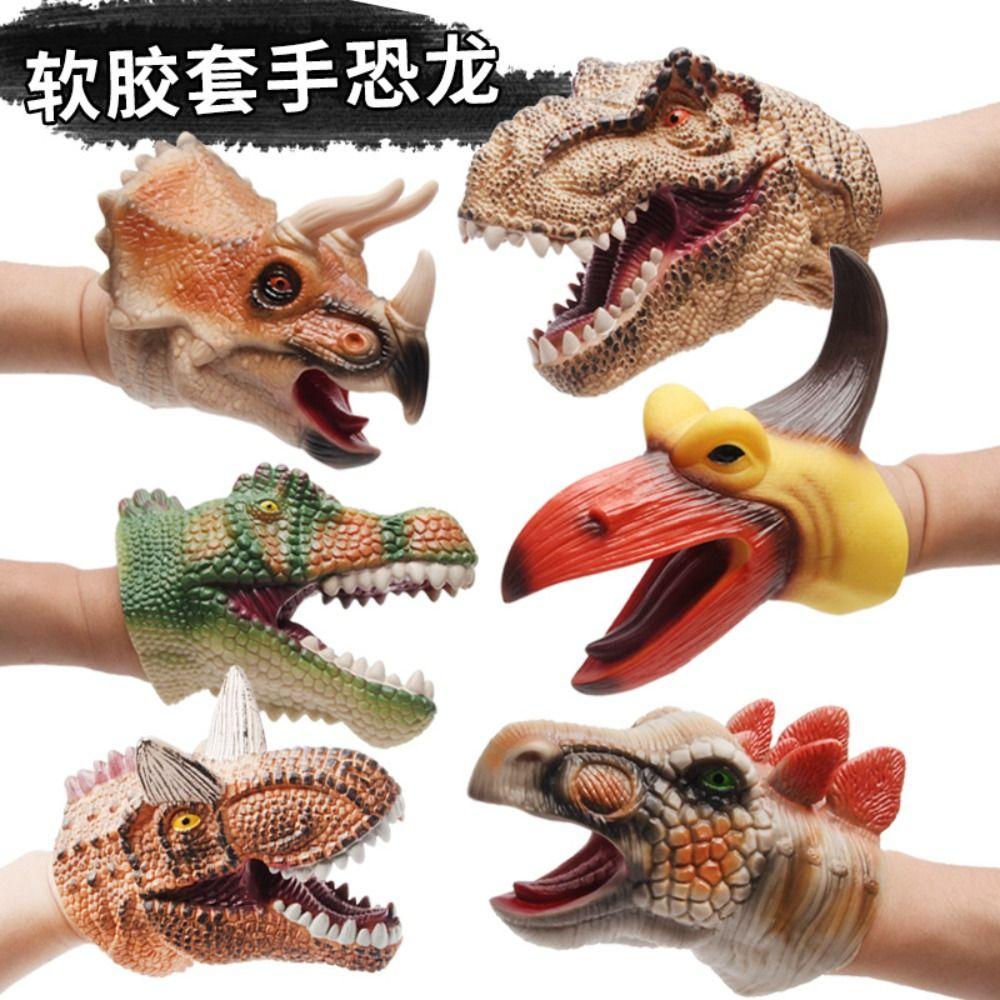 Realistic Dinosaur Head Model Arm Size Head Puppets Crocodile Head Gloves Soft Rubber Hand Puppet