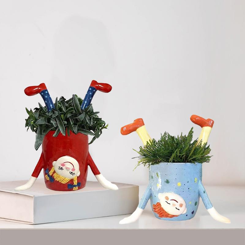 1 шт. Перевернутая девушка, причудливая, забавная, игривая, скульптура из смолы, креативный декор для сада, кашпо, горшок для растений 12x11x20 см