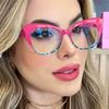 Cat Eye Reading Glasses for Women Fashionable Trendy Prescription Eyewear Anti Blue Light Hyperopia Correction Eyeglass +1+1.5+2