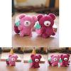 Adorable Pink Strawberry Bear Plush Keychain Soft Short Plush Stuffed Toy