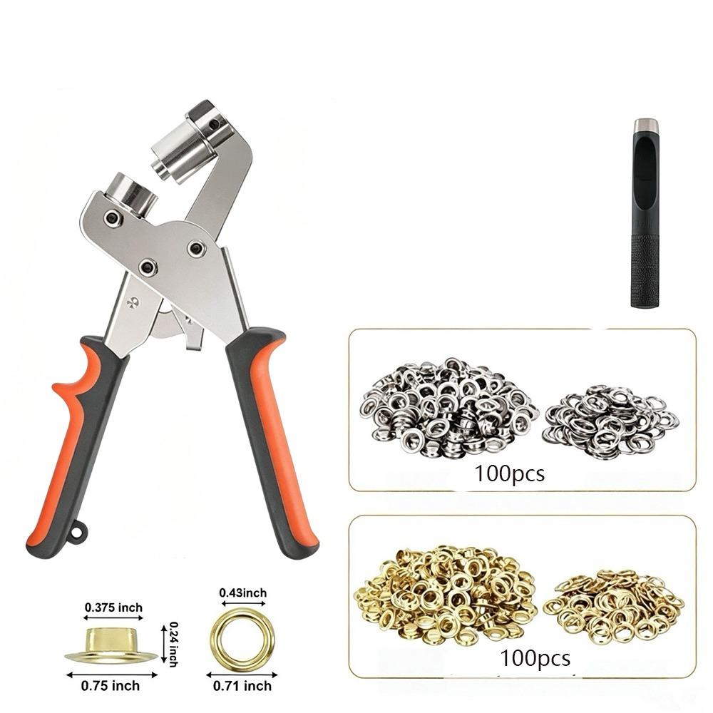 Manual Press Grommet Eyelet Plier Kit 10mm Eyelet Hole Punch Pliers Eyelet Installation Tool