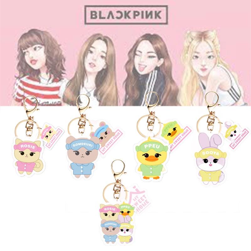 Акриловый брелок с мультяшным персонажем Blackpink, кольцо для ключей, украшение для рюкзака, высота 5 см
