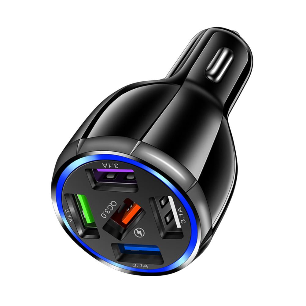 [5 USB]Адаптер автомобильного зарядного устройства — портативный USB 35 Вт, технология быстрой зарядки и 5 портов — совместим с Apple IPhone, Android, планшетом или другим USB-устройством
